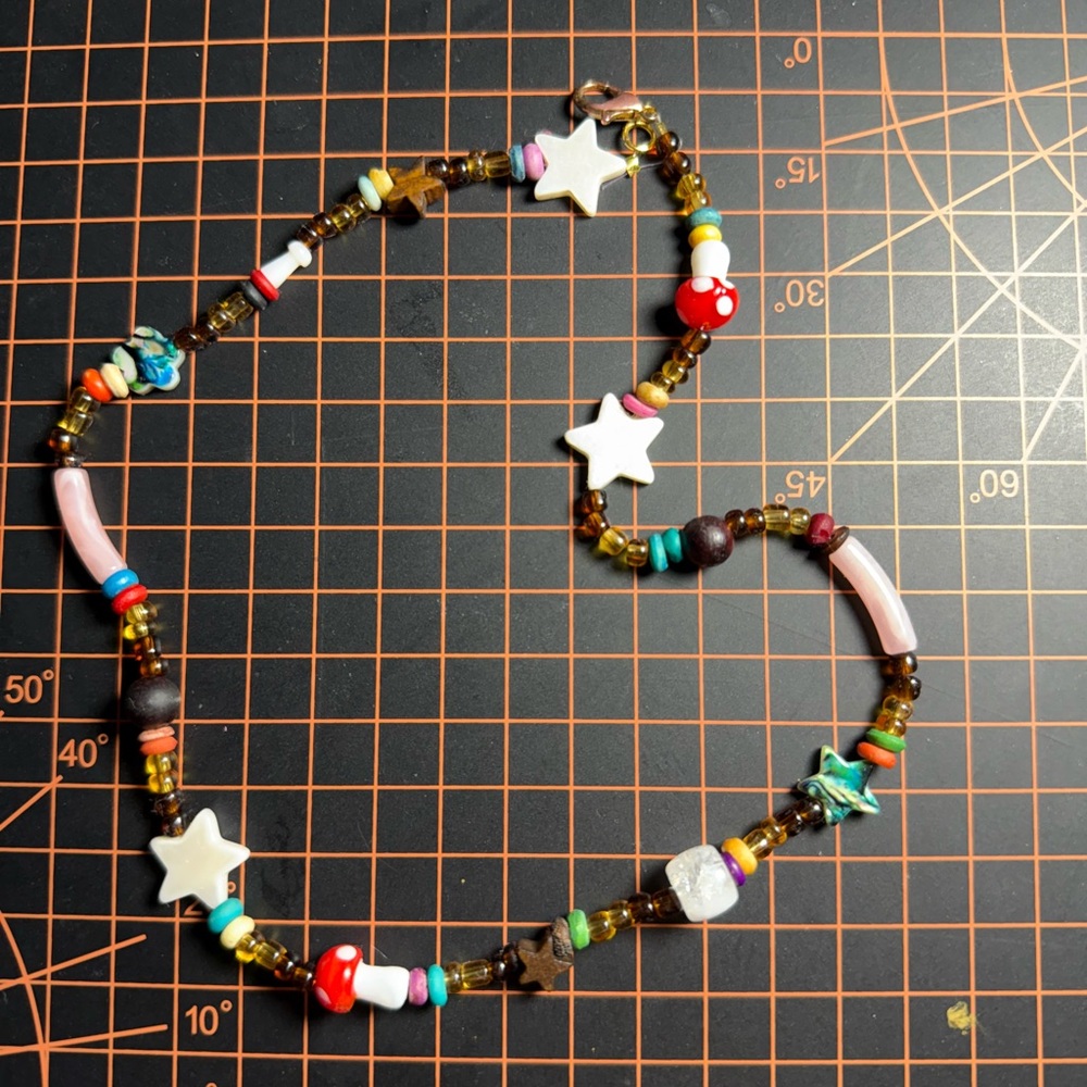 Colorful Beaded Necklace with Star Accents